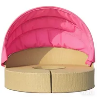 Ersatzdach Rund Für Sonneninsel Garten – Robustes Sonnenschutzdach Für Sonneninsel Und Tagesbett, Rundes Outdoor Dachbezug Für Rattan Sonnenliege 168 Cm, Nur Baldachin-pink
