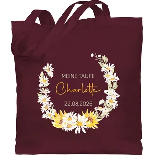 Baumwolltasche - Meine Taufe | Taufgeschenke Patenkind | Geschenke zur Taufe personalisiert | Taufgeschenke von Großeltern - Unisize - Bordeauxrot - geschenkideen taufgeschenk tasche kommunion - Einheitsgröße