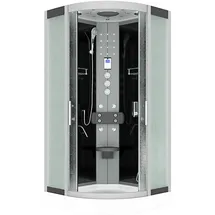 AcquaVapore D58-03M1 Komplettdusche mit Schiebetür 80 x 80 cm Schwarz Sicherheitsglas D58-03M1