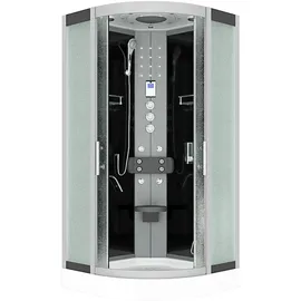 AcquaVapore D58-03M1 Komplettdusche mit Schiebetür 80 x 80 cm Schwarz Sicherheitsglas D58-03M1