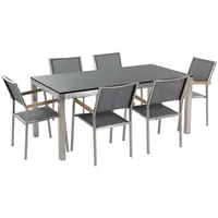 Beliani Gartenmöbel Set 6-tlg. Schwarz/Grau/Silber