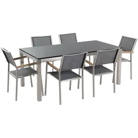 Beliani Gartenmöbel Set 6-tlg. Schwarz/Grau/Silber
