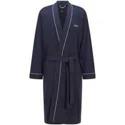 BOSS Herren Bademantel - Kimono, Morgenmantel, Baumwolle, Logo Blau M