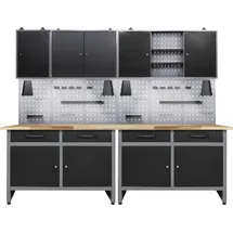 Ondis24 Werkstatt-Set Metall 240 cm grau/schwarz
