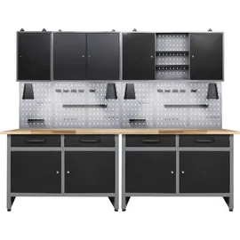 Ondis24 Werkstatt-Set Metall 240 cm grau/schwarz