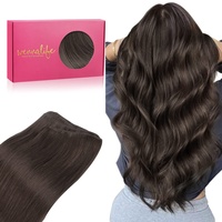 WENNALIFE Tressen Extensions Echthaar, 50cm 100g Dunkel Braun Tressen Echthaar zum Einnähen Echthaar Extensions Tressen Remy Haar Weft Echthaar Tressen Haarverlängerung Echthaar Sew In Hair Extensions