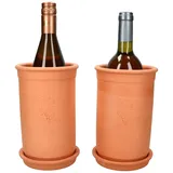 Mambocat 2er Set Weinkühler + Untersetzer Terrakotta Ø 12.5 cm H 20.5 cm Flaschen-Kühler