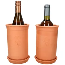 Mambocat 2er Set Weinkühler + Untersetzer Terrakotta Ø 12.5 cm H 20.5 cm Flaschen-Kühler
