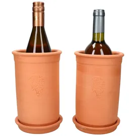 Mambocat 2er Set Weinkühler + Untersetzer Terrakotta Ø 12.5 cm H 20.5 cm Flaschen-Kühler