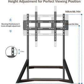 Wisfor TV Ständer Höhenverstellbar, TV Standfuss Universal Fernsehstand mit AV-Ablagen für 40"–75", VESA 600x400mm, bis Max 80kg - Schwarz