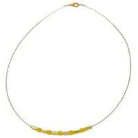 Gallay Perlenkette Drahtkette mit Glasperlenröhrchen und Perle in gelb-gelb AB 40cm (1-tlg) gelb