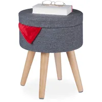 Relaxdays Sitzhocker Stoff 37 x 45,5 x 38 cm Grau/Natur