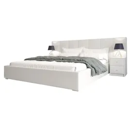 aea Designer Bett Schlafzimmer Betten Textil Stoff Hotel Luxus Polster Sitz Stoff - Weiß