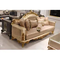 aea Chesterfield Sofa Set 3+1+1 Gruppe Komplett Set Sessel Sofa Gold Textil Garnitur