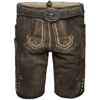 Krüger Trachtenlederhose Milo mit Gürtel Herren (1-tlg) Trachtenlederhose, Trachtenhose, Bayerische Lederhose, Oktoberfest braun 54