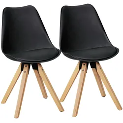 Kadima Design 2er Set Esszimmerstühle `Lund`: Skandinavisches Design, Komfortables Sitzen. Schwarz, Material: Kunstleder, 49x52x87 cm