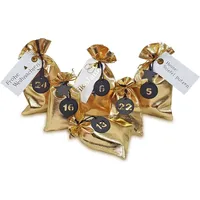 Frau WUNDERVoll® Adventskalender Schneeflöckchen Beutel Gold-Metallic Ziffern Schwarz