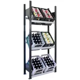 Schulte Lagertechnik Grundregal, Getränkekistenregal 1800 x 750 x 300 mm (HxBxT), schwarz/silber,... 3 Ebenen für 6 Getränkekisten