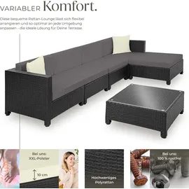 Tectake Aluminium Rattan Lounge schwarz