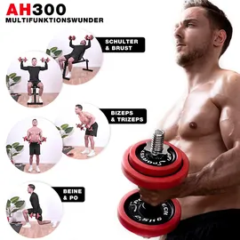 Sportstech Hantel AH300 2in1 Set Kurzhanteln 30 kg abnehmbare Silikonüberzüge schwarz|grau|rot