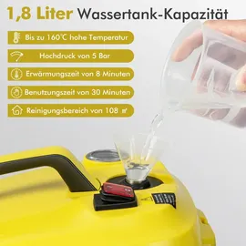 Costway Dampfreiniger 2000W, mobile Reinigungsmaschine mit 1,8 L Tank und 13 Zubehörsätze, Dampfbesen für Teppiche, Fenster, Glas und Vorhänge,...