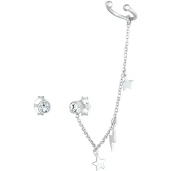 Elli Stecker Kristalle Earcuff Stern Blitz 925 Silber Ohrringe   Damen 