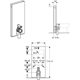 Geberit Monolith Sanitärmodul für Stand-WC, 114 cm, Glas weiß