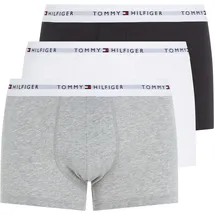 Tommy Hilfiger Boxer "TRUNK 3 PACK", Herren, Gr. S (48), grau (grau, heather, schwarz, weiß), Jersey, Obermaterial: 95% Baumwolle, 5% Elasthan, TOMMY HILFIGER UNDERWEAR, unifarben, kontrastfarbene Details, meliert, körpernah, Unterhosen, mit Logoschriftzug