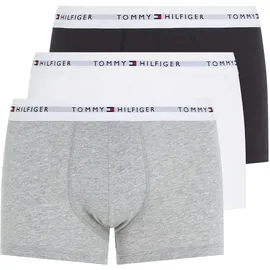 Tommy Hilfiger Boxer "TRUNK 3 PACK", Herren, Gr. S (48), grau (grau, heather, schwarz, weiß), Jersey, Obermaterial: 95% Baumwolle, 5% Elasthan, TOMMY HILFIGER UNDERWEAR, unifarben, kontrastfarbene Details, meliert, körpernah, Unterhosen, mit Logoschriftzug