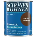 SCHÖNER WOHNEN-Farbe Protect Buntlack  (Nussbraun, Hochglänzend, 750 ml, Lösemittelbasiert)