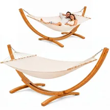 AMANKA Hängematte XL beige inkl. Holzgestell