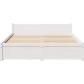 vidaXL Massivholzbett 140 x 190 cm Weiß