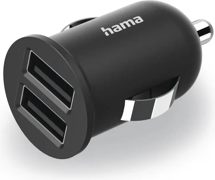 Hama 2-fach-USB-Ladegerät f. Zigarettenanzünder, Ladeadapter f. Auto, 2,4A / 12W, Auto Adapter, Schwarz