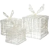 ECD Germany 3er Set LED Geschenkboxen 90 Mikro-LED - Weiß