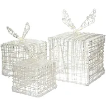 ECD Germany 3er Set LED Geschenkboxen 90 Mikro-LED - Weiß