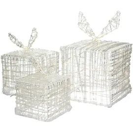 ECD Germany 3er Set LED Geschenkboxen 90 Mikro-LED - Weiß