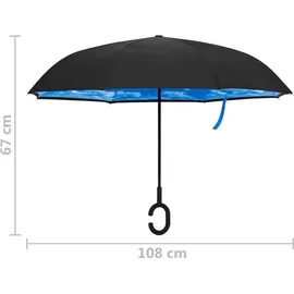 vidaXL Regenschirm C-Griff Schwarz 108 cm Schwarz