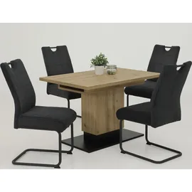 Hela Tische, 2er Set Esszimmerstuhl Merkur, Bezug Breitcord Anthrazit, Komfortsitz Federkorb, XL Sitzbreite, 140kg belastbar, Schwinger Metallgestell