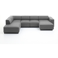 ATLANTIC home collection BULKY Wohnlandschaft Ecksofa, Récamière links, Stoff, hellgrau, 195 x 324 x 70 cm