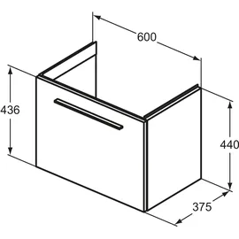 Ideal Standard Waschtischunterschrank 1 Auszug 60 x 37,5 x 44 cm Quarzgrau Matt
