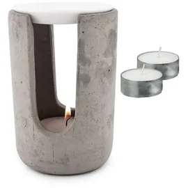levandeo Duftlampe Beton Weiß 10x15cm inkl. 2X Teelicht Tischdeko Teelichthalter Aroma Aromalampe Raumduft Deko Betondeko