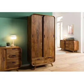 MASSIVMOEBEL24.DE Kleiderschrank Mailand 90 x 180 x 45 cm Hellbraun