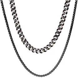 Kingka Edelstahlkette »Vintage Doppelkette, SN5477s« Kingka schwarz-vintage