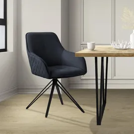 ML-Design Esszimmerstuhl Drehbar aus Textil Webstoff Schwarz mit Arm Rückenlehne