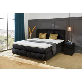 Jockenhöfer Gruppe Boxspringbett »Leyla, inklusive 7-Zonen-TTFK-Matratzen und Kaltschaumtopper« 2 goldfarbige Kissen, verschiedene Härtegrade wählbar schwarz