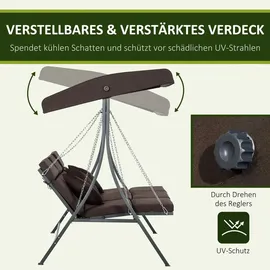 Outsunny Hollywoodschaukel Braun 3-Sitzer