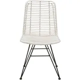 Faktorei Rattan-Stuhl mit Metall Gestell, weiß