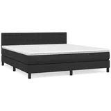 vidaXL Boxspringbett mit Matratze Schwarz 180x200 cm Kunstleder