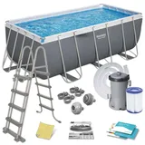 BESTWAY Power Steel Frame Pool Set 412 x 201 x 122 cm inkl. Filterpumpe und Poolleiter