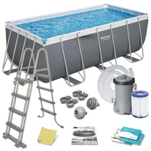 BESTWAY Power Steel Frame Pool Set 412 x 201 x 122 cm inkl. Filterpumpe und Poolleiter
